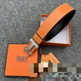 Hermes Cross Border Men's Light Luxury Leather Belt H Buckle Alloy Buckle Lychee Leather Belt All Match Jeans Trousers Leather Belt