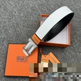 Hermes Cross Border Men's Light Luxury Leather Belt H Buckle Alloy Buckle Lychee Leather Belt All Match Jeans Trousers Leather Belt