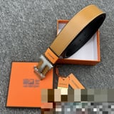 Hermes Cross Border Men's Light Luxury Leather Belt H Buckle Alloy Buckle Lychee Leather Belt All Match Jeans Trousers Leather Belt