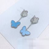 Cross-border New Floral Blue Versatile Minimalist Earrings VAN CLEEF
