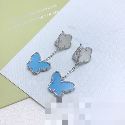 Cross-border New Floral Blue Versatile Minimalist Earrings VAN CLEEF