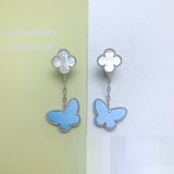 Cross-border New Floral Blue Versatile Minimalist Earrings VAN CLEEF
