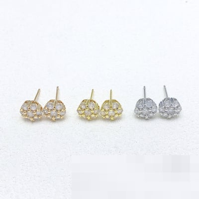 New Zircon Floral Stud Earrings Fashion Minimalist Stud Earrings Factory VAN CLEEF