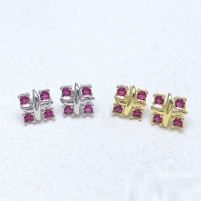 European Style Pink Zircon Stud Earrings Minimalist Fashion Earrings Wholesale
