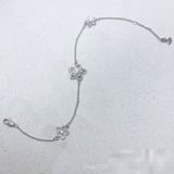 V Gold Silver Floral Diamond-Set Bracelet Premium
