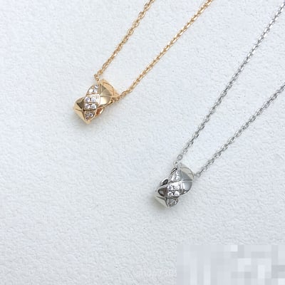 New coco Diamond-Set Gold Necklace Chanel Rose Gold Choker Necklace Pendant