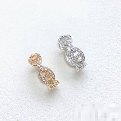 HERMES Diamond-Set H Versatile White Gold Ladies