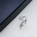 New Floral Diamond-Set Open Floral Ring Fashion Minimalist