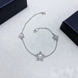 V Gold Silver Floral Diamond-Set Bracelet Premium