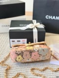 Chanel sequined serpentine chain bag, classic diamond check + metal double C buckle with box