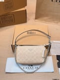 Cowhide version Coach Teri Mahjong Glacier White Color Scheme + Classic C Embossed