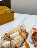With double boxes Louis Vuitton Vanity Cosmetic Bag, Classic Monogram + White Leather, Metal Clasp & Chain Shoulder Strap