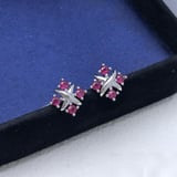 European Style Pink Zircon Stud Earrings Minimalist Fashion Earrings Wholesale