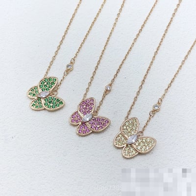 Diamond-Set Necklace Red Choker Necklace Fashion Multicolor Pendant