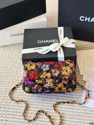 CHANEL Chain Bag +Metal C WITH BOX