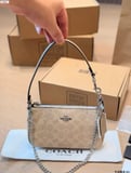 Cowhide version Coach Teri Mahjong Glacier White Color Scheme + Classic C Embossed
