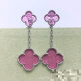 Cross-border Earrings Pink Floral Diamond-Set