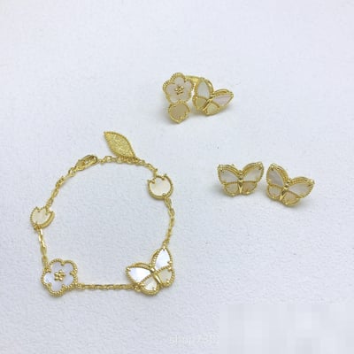 New lucky Yellow Bracelet Floral Ring Earrings Set Jewelry