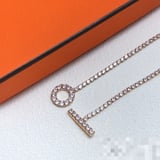 Cross-border New Diamond-Set Q Necklace Fashion Versatile Minimalist Wholesale Factory