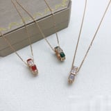 New Premium Diamond-Set Necklace Red White Green Rose Gold White Red Pendant