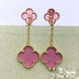 Cross-border Earrings Pink Floral Diamond-Set