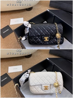 Chanel Rhombus Golden Ball Square Fatty with box