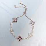 Red Gold Diamond-Set Red Floral Bracelet Ladies Versatile