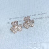 van cleef Premium Rose Gold Floral Necklace Stud Earrings Choker Necklace Floral Earrings