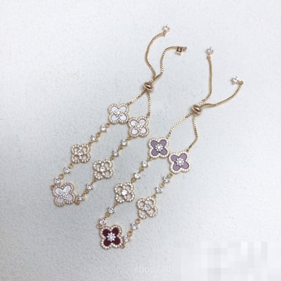 Red Gold Diamond-Set Red Floral Bracelet Ladies Versatile