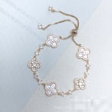 Red Gold Diamond-Set Red Floral Bracelet Ladies Versatile
