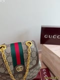 Gucci Ophidia Mini Backpack/Backpack Beige and ebony GG with brown leather, adjustable shoulder strap gift box packaging