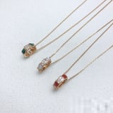 New Premium Diamond-Set Necklace Red White Green Rose Gold White Red Pendant