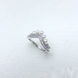 White Gold Pearl V Ring Red Factory Direct