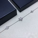 V Gold Silver Floral Diamond-Set Bracelet Premium
