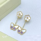 New Blue Floral Earrings Gold Fashion Versatile Fresh Sweet