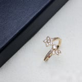 New Floral Diamond-Set Open Floral Ring Fashion Minimalist