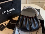 Chanel cloud bag gold double C logo + gold chain shoulder strap with box