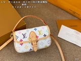 Mini (Folding Case Airplane Case) LVlvDiane mini White Tri-Color Vintage Baguette With two shoulder straps