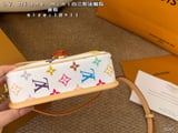 Mini (Folding Case Airplane Case) LVlvDiane mini White Tri-Color Vintage Baguette With two shoulder straps