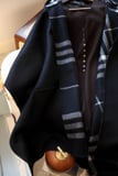 Burberry embroidered hooded checked cloak.