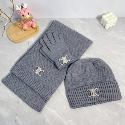 Celine [scarf➕ hat with fur ball➕ gloves