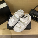 2026Chanel Hook-and-Loop Genuine Leather Platform Slide Outdoor Flat