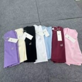 Cross-border Alo0 Heavyweight Cotton Threaded T-Shirt Simple Summer Versatile Loose Casual Steel Seal Short Sleeve