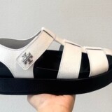 TB summer versatile roman sandals women woven hollowed out round toe vintage pork cage shoes thick sole outer wear casual beach shoes