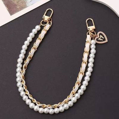 Cross-border sales love leather pearl chain winter all-match love pearl chain keychain pendant