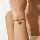 Tiffany Titanium Steel 18k Gold T Home Classic Blue Heart Asymmetric Bracelet Women Fashion Commute Versatile
