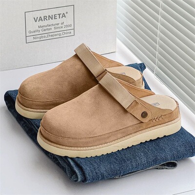 New Sandals Women's Boken Flip Flops Cork Bags Cowhide Cross Border Unisex Plus Size Fleece Snow Boots Velcro UGG