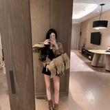Gucci [Spot] High version jacquard hot diamond explosive spring autumn 2026 new long sleeve shirt coat shoulder jacket