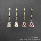 Classic high version Kirin family classic red agate tassel 2 diamond-set diamond hoist earrings Seiko premium earrings