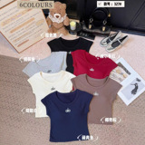 alo autumn winter short sleeve alo early autumn grinding fur short sleeve small fly sleeve suspender vest top letter one-piece cup